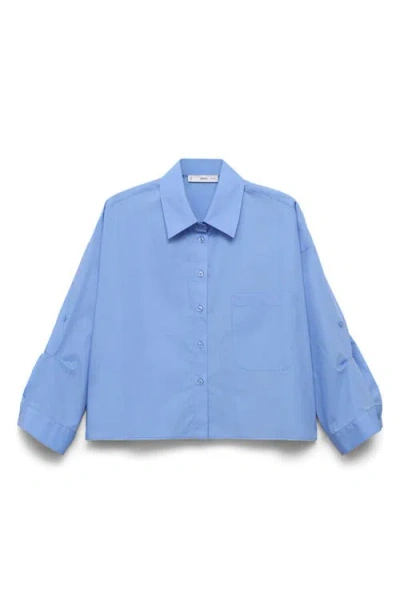 Mango Pocket Oversize Shirt Blue In Blue