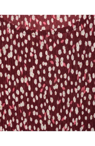 Mango Floral Puff Sleeve Pleated Maxi Dress In Brown