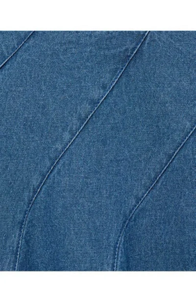 Mango Denim Midi-skirt With Stitching Medium Blue In Blue