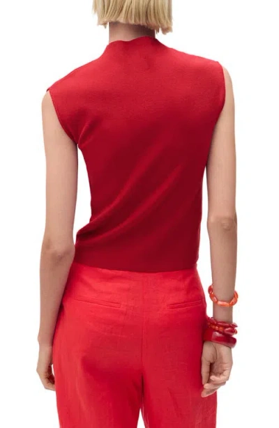 Mango Mock Neck Sleeveless Knit Top In Red