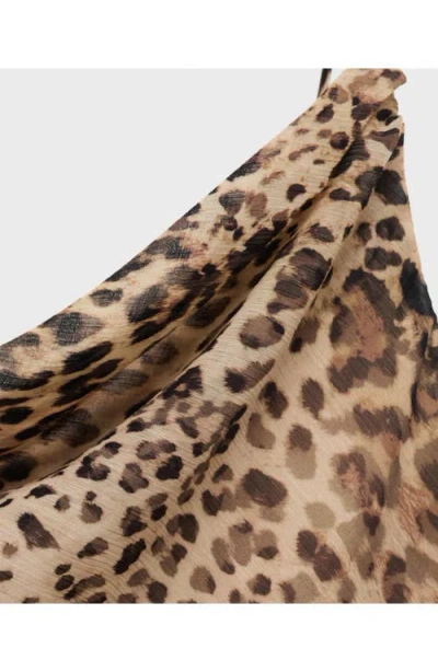 Mango Leopard-print Ruffle Dress With Opening Ecru In Neutral