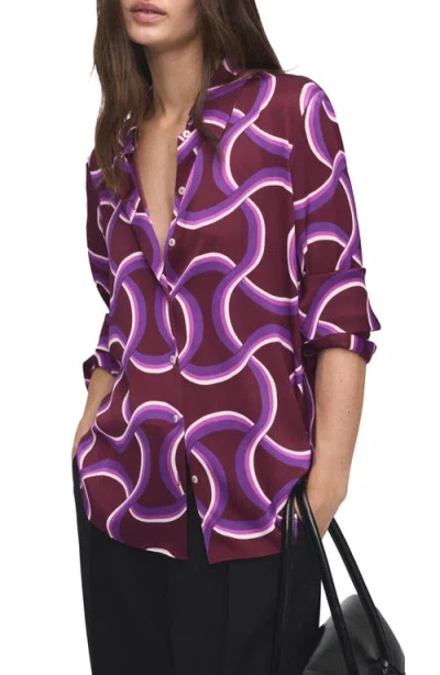 Mango Abstract Print Button-up Shirt In Multi