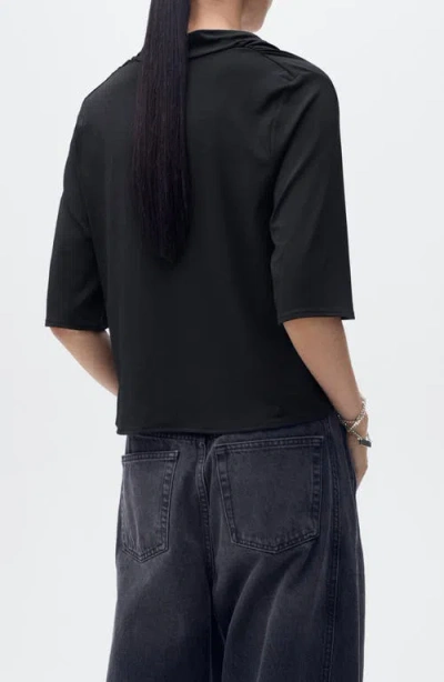 Mango Drape Neck Top In Black