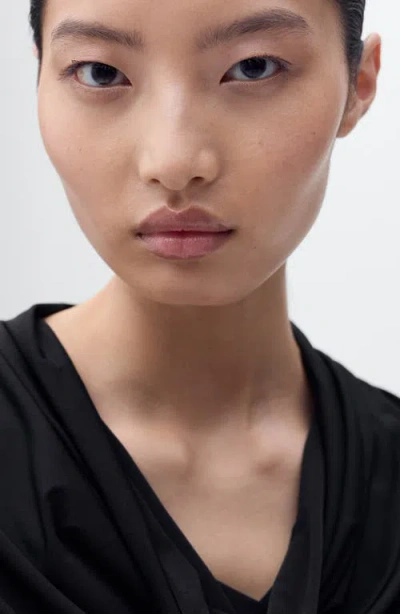 Mango Drape Neck Top In Black