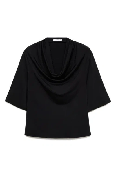 Mango Drape Neck Top In Black