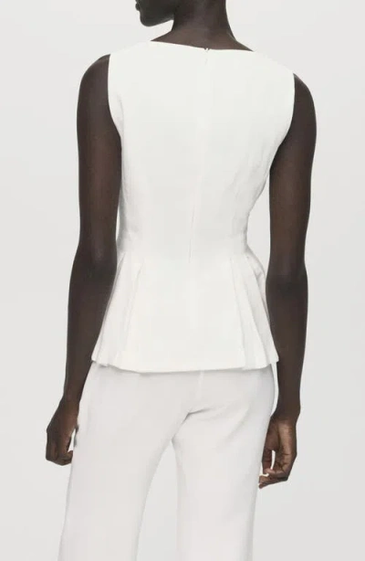 Mango Sleeveless Peplum Top In White