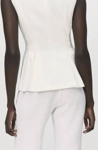 Mango Sleeveless Peplum Top In White
