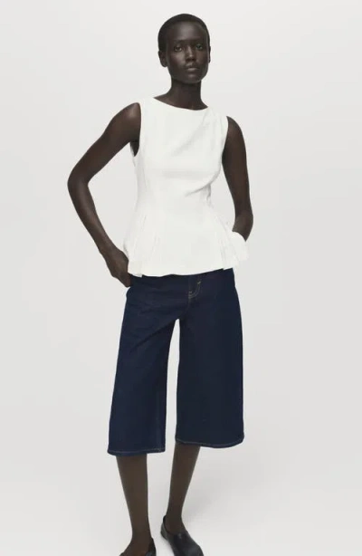 Mango Sleeveless Peplum Top In White