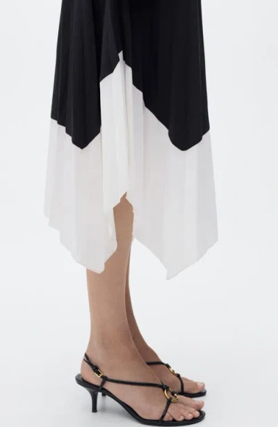 Mango Pleated Asymmetric Skirt Black In Black