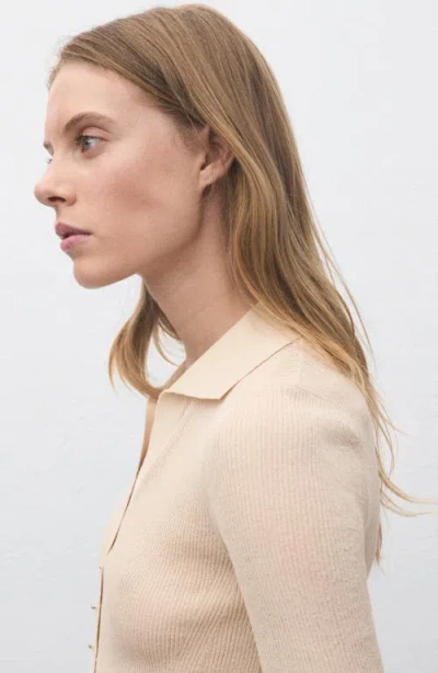 Mango Fine Knit Sweater With Shirt Collar In Multi