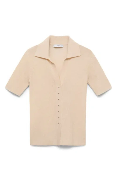 Mango Fine Knit Sweater With Shirt Collar In Multi