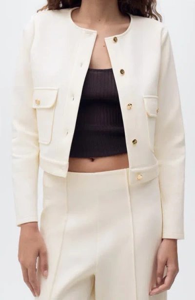 Mango Women's Cotton Crop Pants In White