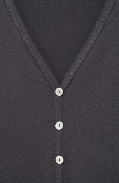 Mango Cotton Nightdress With Button Detail Charcoal In Black