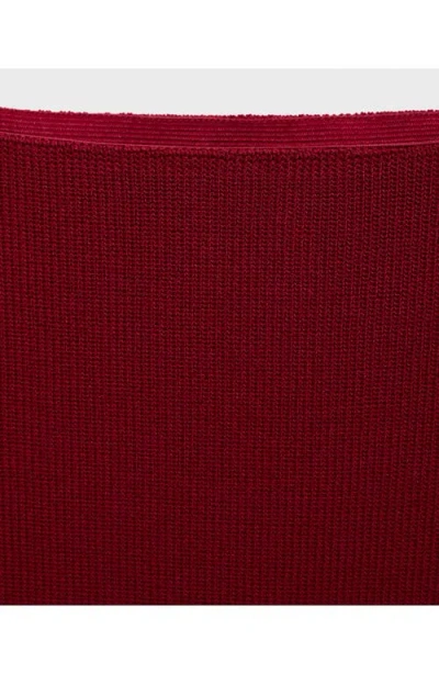 Mango Fine Knit Midi Skirt In Burgundy