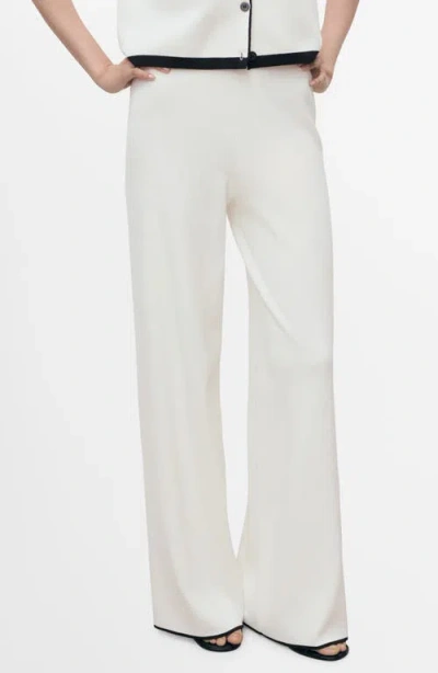 Mango Contrasting Low-rise Knitted Trousers Ecru In Animal Print