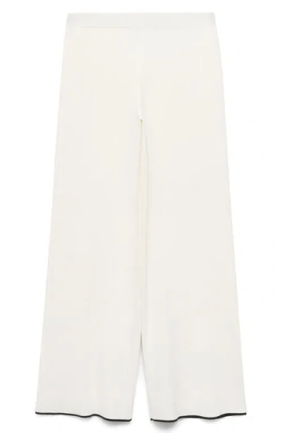 Mango Contrasting Low-rise Knitted Trousers Ecru In Animal Print