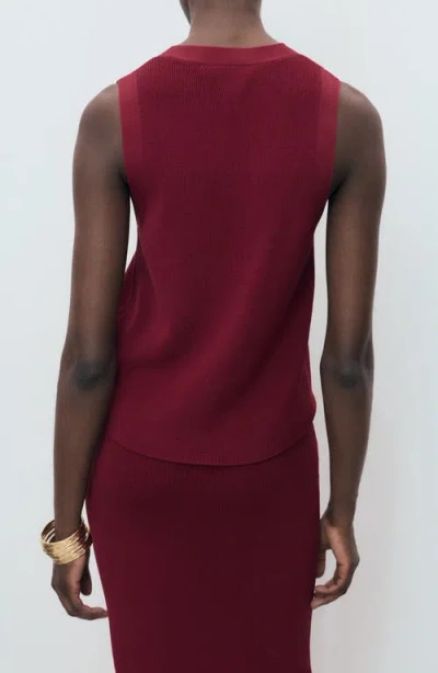 Mango Button Front Knit Vest In Red