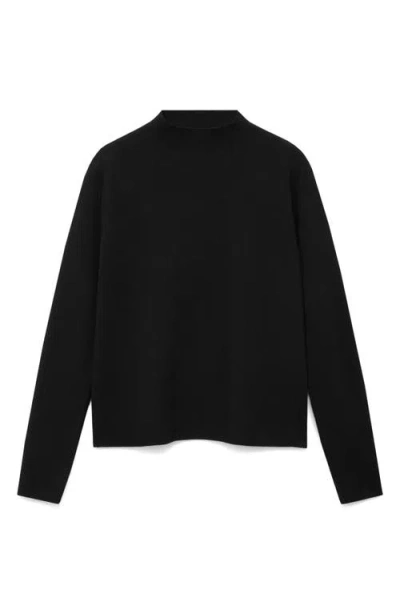 Mango Knitted Sweater With Perkins Neck In Black
