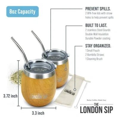 London Sip Yerba Mate Cup Set 8oz In Brown