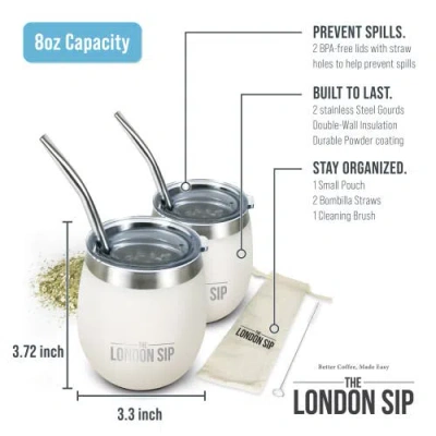 London Sip Yerba Mate Cup Set 8oz In White
