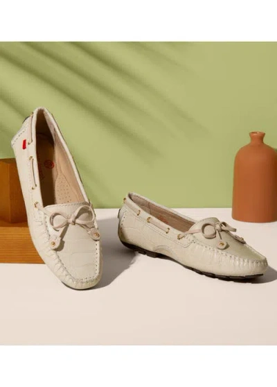 Marc Joseph New York Cypress Hill Croco Tiebow Driver Loafer In Neutral