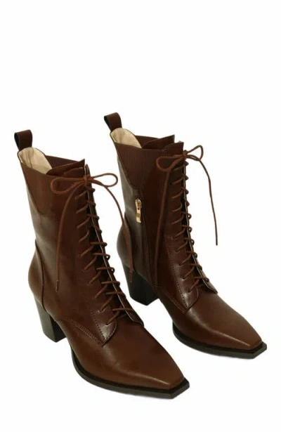 Belle & Bloom Jumping Ship Laced Boot In Brown