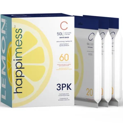 Happimess Scented Trash Can Liners, White Drawstring, In White