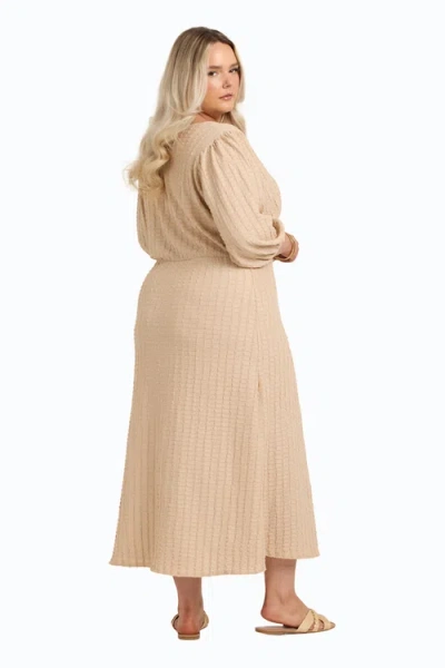 Fashion-szn Curve Balloon Sleeve Button Front Midi Dress In Gray