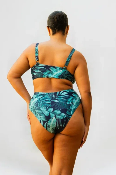 Fashion-szn Curve Plus Size Palm Print Bikini Set In Green
