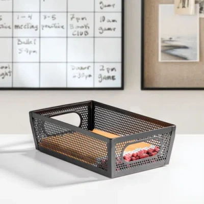 Mdesign Perforated Metal Storage Bin With Handles In Black