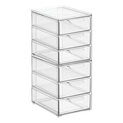 Mdesign 3-drawer Stackable Organizer For Kitchen Or Pantry In Transparent
