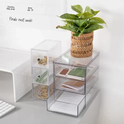 Mdesign 3-drawer Stackable Organizer For Kitchen Or Pantry In Transparent