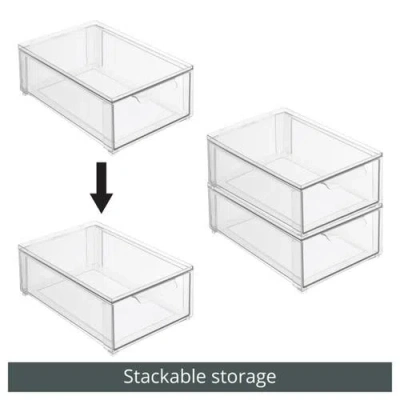 Mdesign Stackable Pull-out Sliding Storage Drawer In Transparent