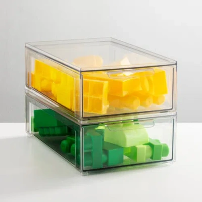 Mdesign Stackable Pull-out Sliding Storage Drawer In Transparent