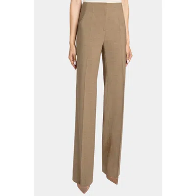 Santorelli Della Straight Leg Pants In Stretch Wool In Brown