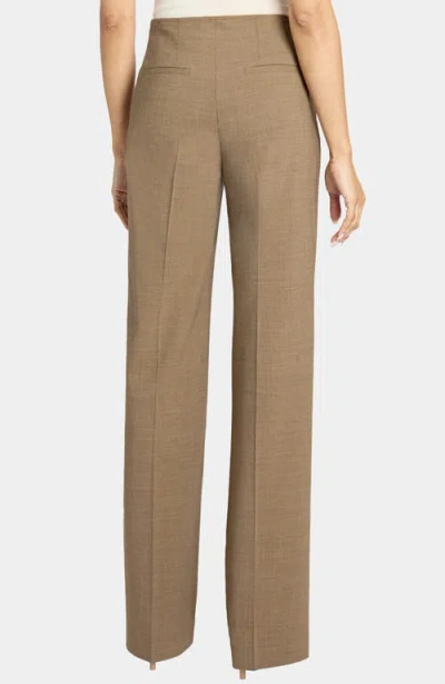 Santorelli Della Straight Leg Pants In Stretch Wool In Brown