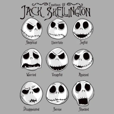 The Nightmare Before Christmas Boy's  Emotions Of Jack Skellington  Graphic T-shirt In Gray