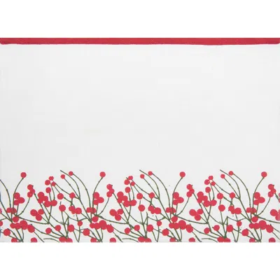 C & F Home C&f Home Berries Embroidered Placemats Set Of 6 White And Red Border, 13" X 18" In White