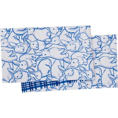 C & F Home C&f Home Blue Bun & Plaid Easter Table Runner 14" X 72" In Blue