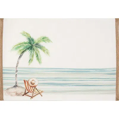 C & F Home C&f Home Life Is Better At The Beach Embroidered Placemats Set Of 6 Coastal, 13" X 16" In White