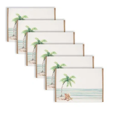 C & F Home C&f Home Life Is Better At The Beach Embroidered Placemats Set Of 6 Coastal, 13" X 16" In White