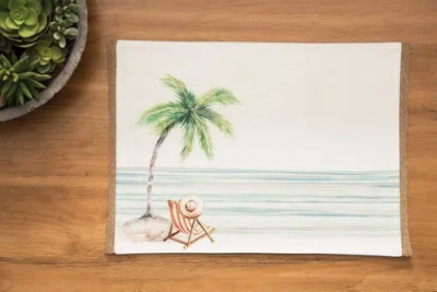 C & F Home C&f Home Life Is Better At The Beach Embroidered Placemats Set Of 6 Coastal, 13" X 16" In White