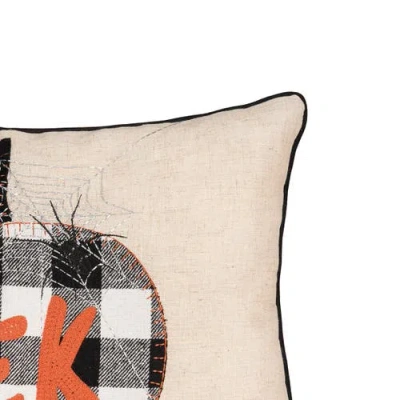 C & F Home C&f Home Franklin Plaid Black Pumpkin "eek" Spider Web Halloween Linen Accent Pillow, 14" X 22" In Brown