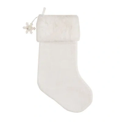 C & F Home C&f Home 8.5" X 20" Fur Snowflake Christmas Stocking In White