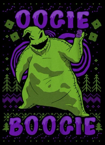 The Nightmare Before Christmas Boy's  Oogie Boogie Ugly Sweater  Graphic T-shirt In Black