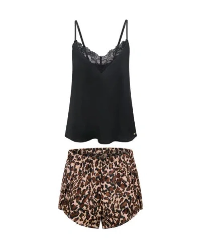 Adore Me Linny Pajama Cami & Shorts Set In Brown