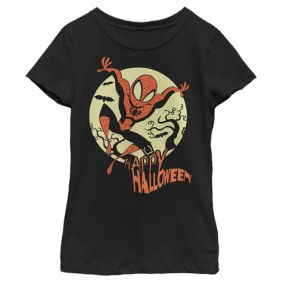 Marvel Girl's  Spider-man Happy Halloween  Graphic T-shirt In Black