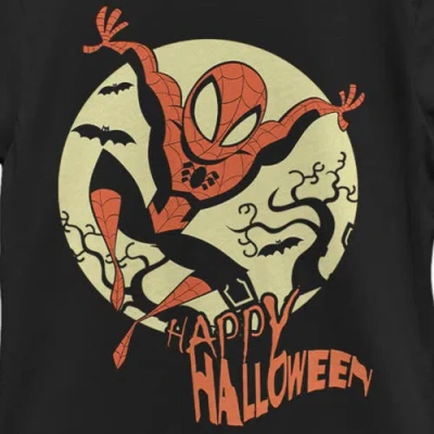 Marvel Girl's  Spider-man Happy Halloween  Graphic T-shirt In Black