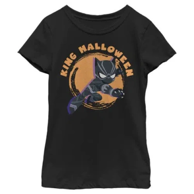 Marvel Girl's  Animated Black Panther King Halloween  Graphic T-shirt In Black