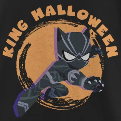 Marvel Girl's  Animated Black Panther King Halloween  Graphic T-shirt In Black